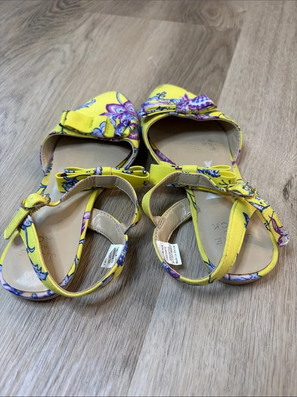Janie and Jack Yellow Floral Ankle Strap Sandals size girls 12 spring summer